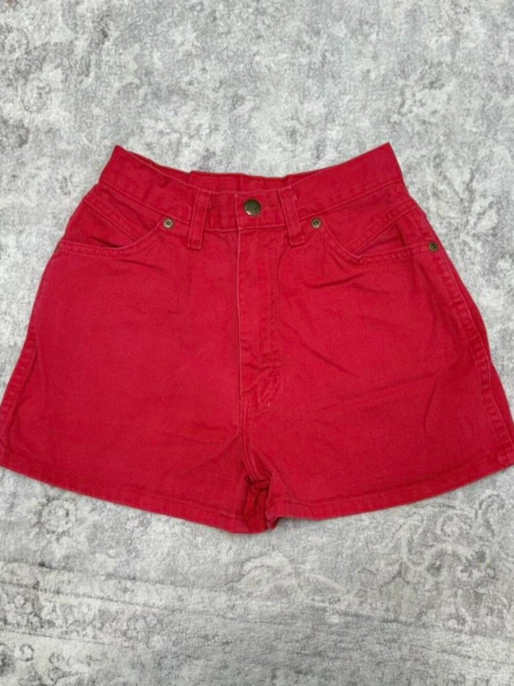 made in USA red vintage 90s denim jean shorts